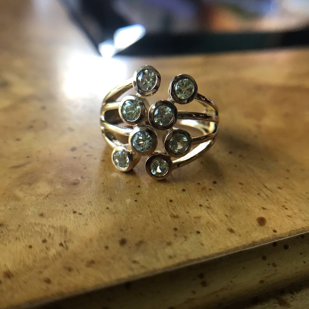 Natural Chrysoberyl Sterling Silver Bubble Ring Size 5